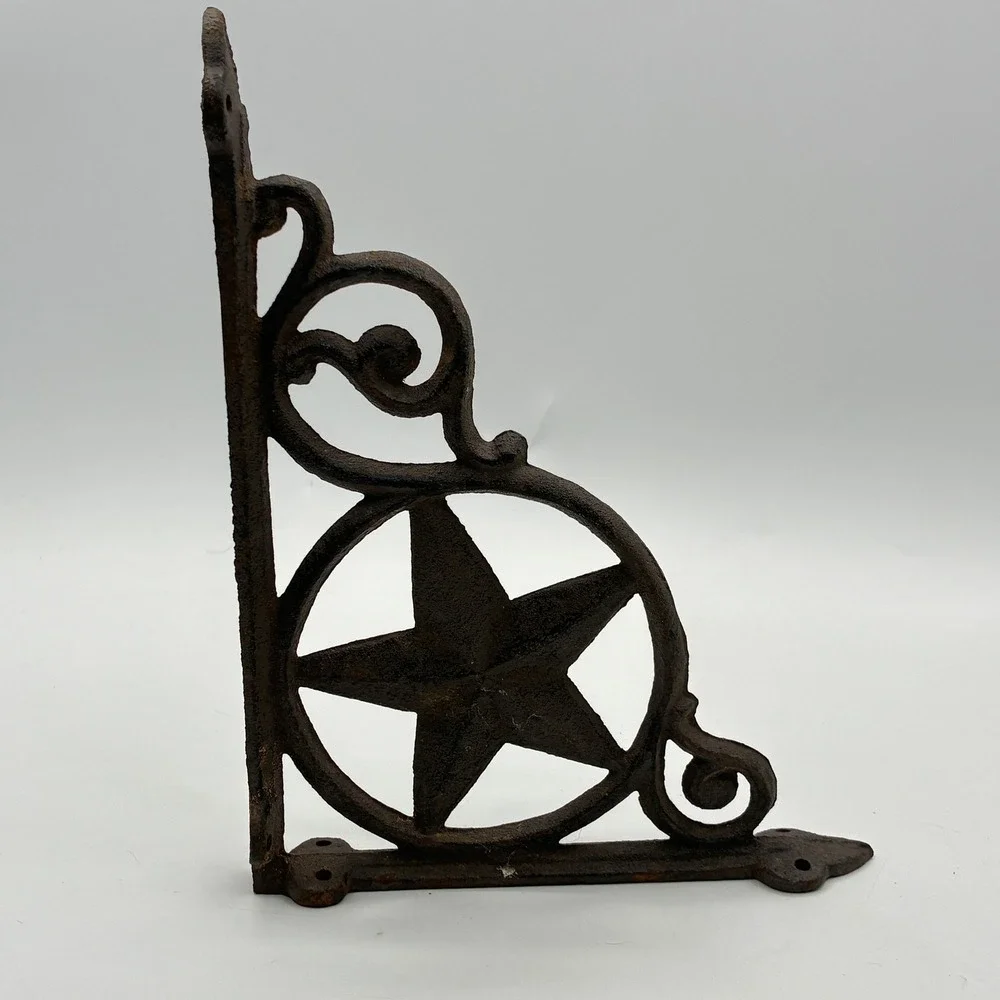 Antique Cast Iron Corbel Shelf Bracket Texas Star Scrollwork Architectural